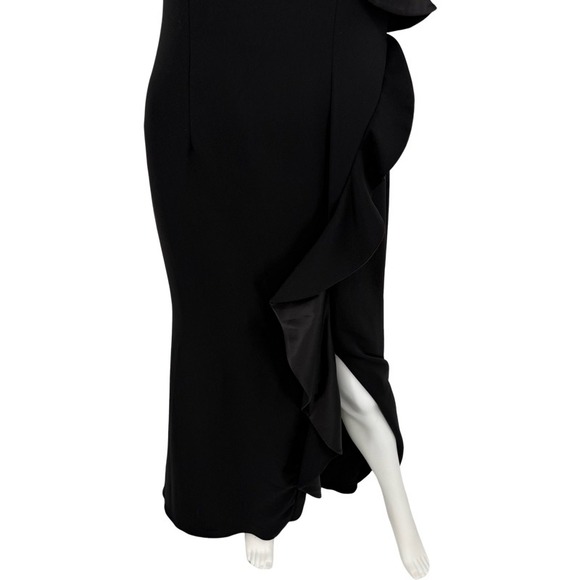 CARMEN MARC VALVO Infusion Black Ruffle Dress Size 2 Prom Elegant Formal Gown - Picture 15 of 16
